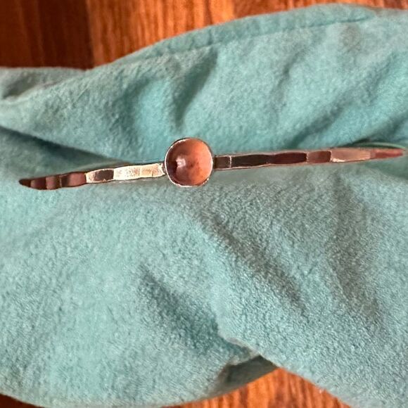 Vintage Rebecca Norman Pink Tourmaline Sterling Silver Bangle Bracelet - Picture 9 of 13